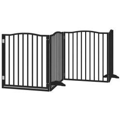 Barrière pour chien porte pliable 6 panneaux noir bois peuplier 569619569619