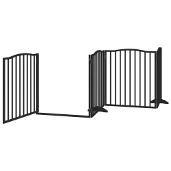 Barrière pour chien porte pliable 6 panneaux noir bois peuplier 569619569619