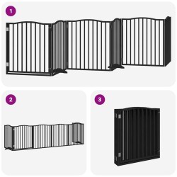 Barrière pour chien porte pliable 6 panneaux noir bois peuplier 569619569619