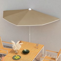 Demi-parasol de jardin avec mât 180x90 cm taupe 569623569623