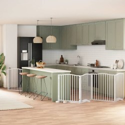 Barrière pour chien porte pliable 6panneaux blanc bois peuplier 569624569624