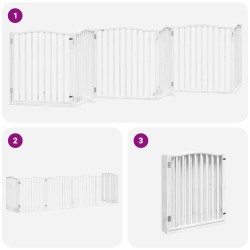 Barrière pour chien porte pliable 6panneaux blanc bois peuplier 569624569624