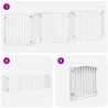 Barrière pour chien porte pliable 6panneaux blanc bois peuplier 569624569624