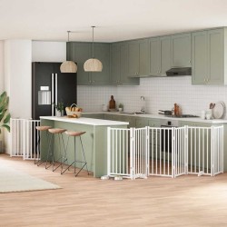 Barrière pour chien porte pliable 12 panneaux bois de peuplier 569625569625