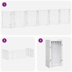 Barrière pour chien porte pliable 12 panneaux bois de peuplier 569625569625