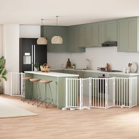 Barrière pour chien porte pliable 9panneaux blanc bois peuplier 569626569626
