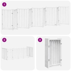 Barrière pour chien porte pliable 9panneaux blanc bois peuplier 569626569626