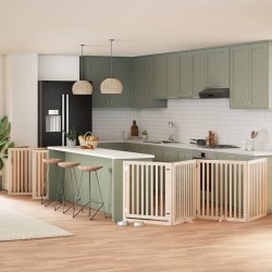 Barrière pour chien porte pliable 10 panneaux bois de peuplier 569627569627