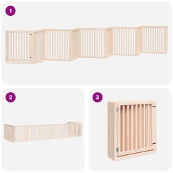 Barrière pour chien porte pliable 10 panneaux bois de peuplier 569627569627