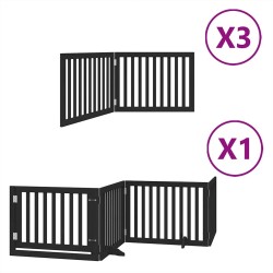 Barrière pour chien porte pliable 10panneaux noir bois peuplier 569628569628