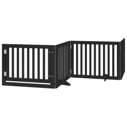 Barrière pour chien porte pliable 10panneaux noir bois peuplier 569628569628