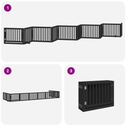 Barrière pour chien porte pliable 10panneaux noir bois peuplier 569628569628