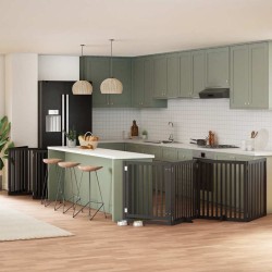 Barrière pour chien porte pliable 10panneaux noir bois peuplier 569629569629