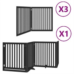 Barrière pour chien porte pliable 10panneaux noir bois peuplier 569629569629