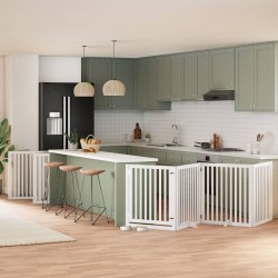 Barrière pour chien porte pliable 10 panneaux bois de peuplier 569630569630