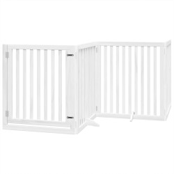Barrière pour chien porte pliable 10 panneaux bois de peuplier 569630569630