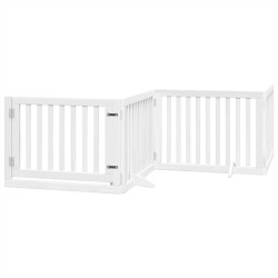 Barrière pour chien porte pliable 10 panneaux bois de peuplier 569632569632