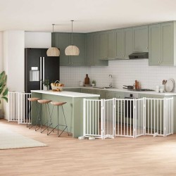 Barrière pour chien porte pliable 15 panneaux bois de peuplier 569633569633
