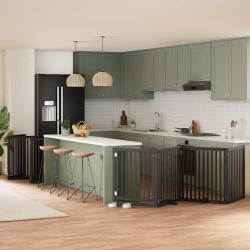 Barrière pour chien porte pliable 12panneaux noir bois peuplier 569634569634