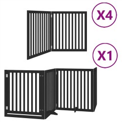 Barrière pour chien porte pliable 12panneaux noir bois peuplier 569634569634