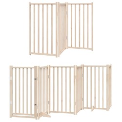 Barrière pour chiens avec porte pliable 9panneaux bois peuplier 569636569636