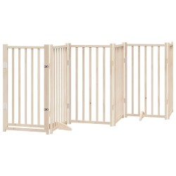Barrière pour chiens avec porte pliable 9panneaux bois peuplier 569636569636
