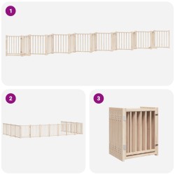 Barrière pour chien porte pliable 15 panneaux bois de peuplier 569638569638