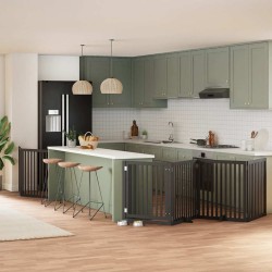 Barrière pour chien porte pliable 6 panneaux noir bois peuplier 569639569639