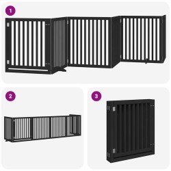 Barrière pour chien porte pliable 6 panneaux noir bois peuplier 569639569639
