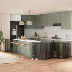 Barrière pour chien porte pliable 8 panneaux noir bois peuplier 569640569640