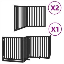 Barrière pour chien porte pliable 8 panneaux noir bois peuplier 569640569640