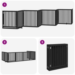 Barrière pour chien porte pliable 8 panneaux noir bois peuplier 569640569640