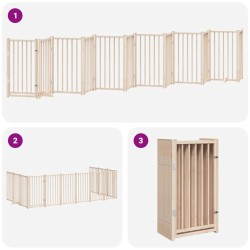 Barrière pour chien porte pliable 12 panneaux bois de peuplier 569641569641