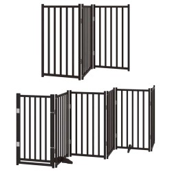 Barrière pour chien porte pliable 12panneaux noir bois peuplier 569643569643