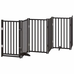 Barrière pour chien porte pliable 12panneaux noir bois peuplier 569643569643