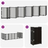 Barrière pour chien porte pliable 12panneaux noir bois peuplier 569643569643