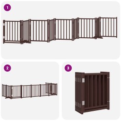 Barrière pour chien porte pliable 9 panneaux bois de peuplier 569644569644