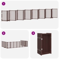 Barrière pour chien porte pliable 15 panneaux bois de peuplier 569645569645