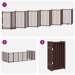 Barrière pour chien porte pliable 12 panneaux bois de peuplier 569647569647