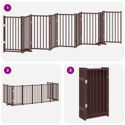 Barrière pour chien porte pliable 9 panneaux bois de peuplier 569648569648