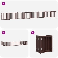 Barrière pour chien porte pliable 15 panneaux bois de peuplier 569649569649