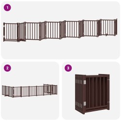 Barrière pour chien porte pliable 12 panneaux bois de peuplier 569650569650