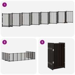 Barrière pour chien porte pliable 15panneaux noir bois peuplier 569651569651