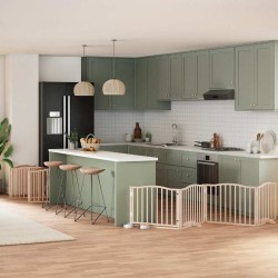 Barrière pour chien porte pliable 10 panneaux bois de peuplier 569652569652