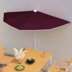 Demi-parasol de jardin avec mât 180x90 cm rouge bordeaux 569654569654