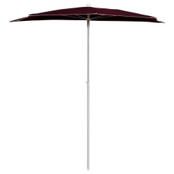 Demi-parasol de jardin avec mât 180x90 cm rouge bordeaux 569654569654