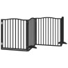 Barrière pour chien porte pliable 8 panneaux noir bois peuplier 569655569655
