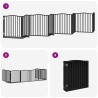 Barrière pour chien porte pliable 8 panneaux noir bois peuplier 569655569655