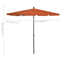Parasol de jardin avec mât 210x140 cm Terre cuite 569657569657