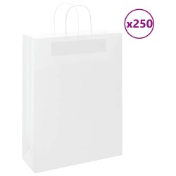 Sacs en papier 250 pcs avec poignées blanc 32x12x42 cm 569659569659
